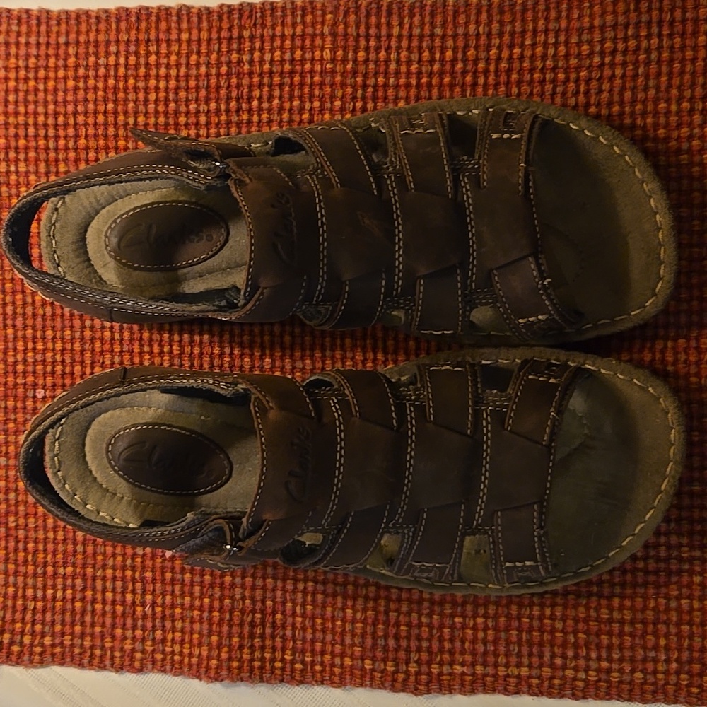 Mens, Clark's Gladiator Sandals, Leather, Brown, Size 11M